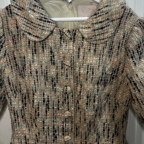 Gal Meets Glam Paige Cutaway Collar Tweed Dress 6 - Picture 2 of 8